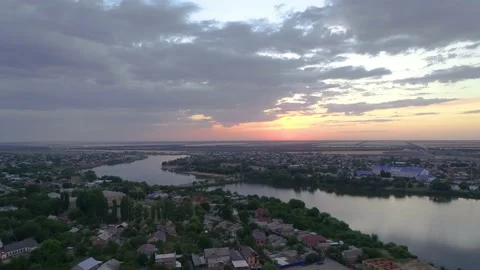 Beautiful sunset over a small town Video stock 155736353