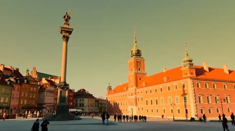 Beautiful sunset over Warsaw's Old Town. Video stock 61794965