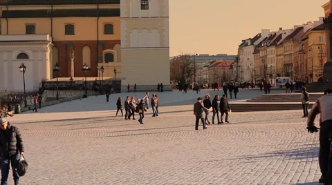 Beautiful sunset over Warsaw's Old Town. Stock-Footage 61796244