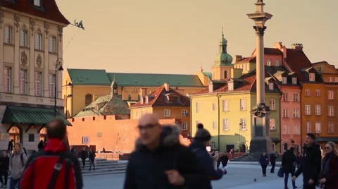 Beautiful sunset over Warsaw's Old Town. Video stock 61799066