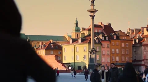 Beautiful sunset over Warsaw's Old Town. Stock Footage 61799165