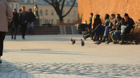 Beautiful sunset over Warsaw's Old Town. Stock-Footage 61845688