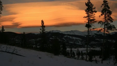 Beautiful sunset over winter mountains in Colorado Stock Footage 101857537