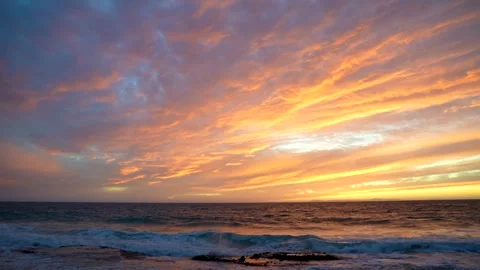 Beautiful Sunset Panning Down to Ocean Video stock 340578815