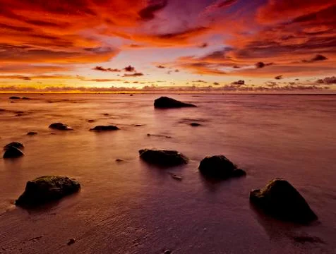 Beautiful Sunset Red 스톡 사진
