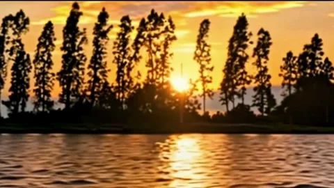Beautiful Sunset Reflection on River Stock Footage 333698134
