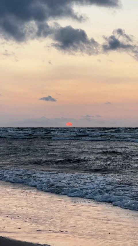 Beautiful sunset with reflection in the sea Stock Footage 277698078