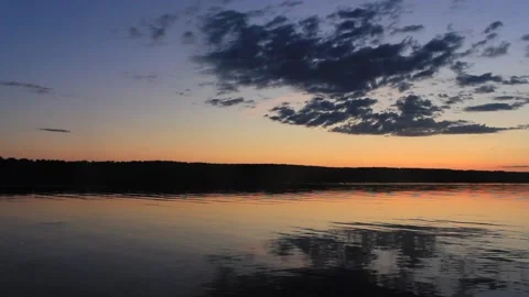 Beautiful sunset on the river. Complete silence. Stock Footage 135235385