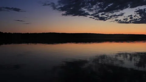 Beautiful sunset on the river. Complete silence. Stock Footage 135235391