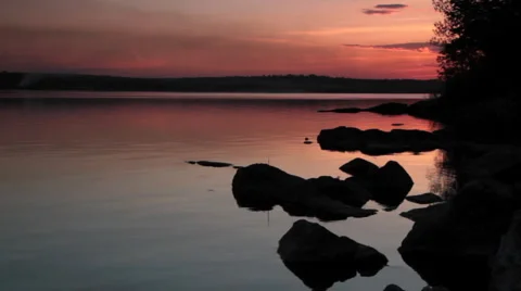 Beautiful sunset on a river. Stock Footage 5188012