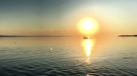 Beautiful sunset on the river Stock Footage 67237976