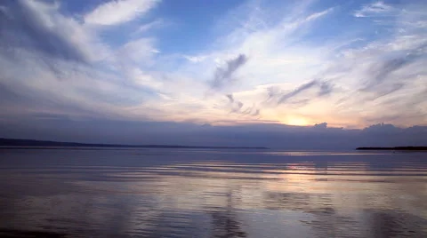 Beautiful sunset on the river Stock Footage 67238948