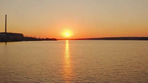 Beautiful sunset on river Stock Footage 136809428