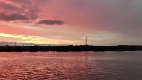 Beautiful sunset from the river. Video stock 287643524