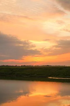 Beautiful sunset on the river Stock Photos