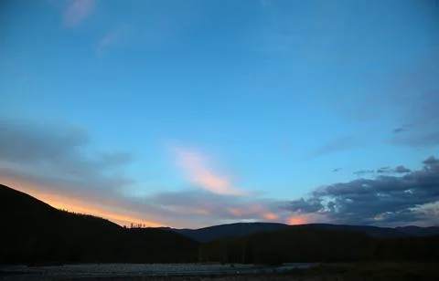 Beautiful sunset on the river Stock Photos
