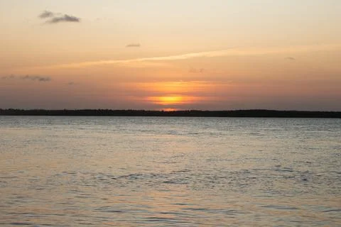 Beautiful sunset on the river Stock Photos