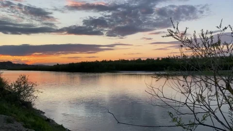 BEAUTIFUL SUNSET at the riverside Stock Footage 137251329