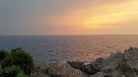 Beautiful sunset on the sea, from Algeria Stock Footage