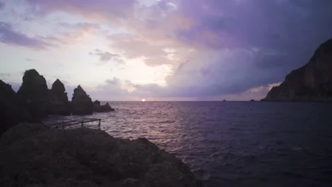 Beautiful sunset by the sea. Stock Footage 146145790