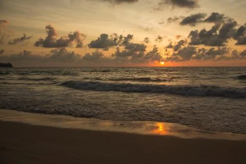 A beautiful sunset in the sea Stock Photos