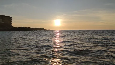 Beautiful Sunset at the seaside Video stock 129744197