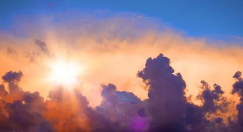 Beautiful sunset sky with clouds Stock Photos