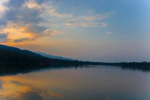 Beautiful sunset sky with dramatic light, Twilight sky background with Colorf Stock Photos