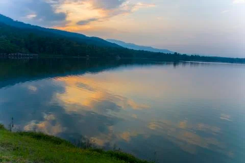 Beautiful sunset sky with dramatic light, Twilight sky background with Colorf Stock Photos