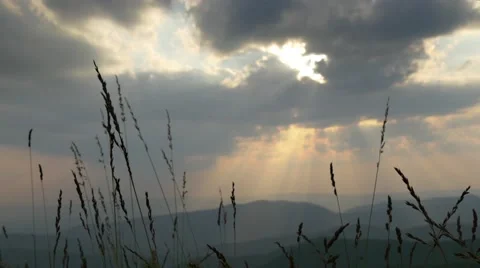 Beautiful sunset sky with god rays timelapse Stock Footage 54914580