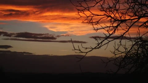 Beautiful sunset, the sky has turned orange with the clouds. Stock Footage 290355227