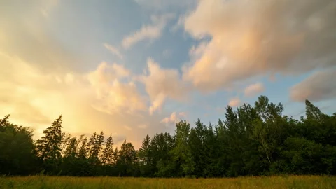 Beautiful sunset sky over polish landscape. Stock Footage 313489663