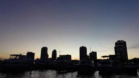 Beautiful sunset sky over St. Pete boat harbor Stock-Footage 168184577