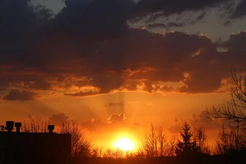 Beautiful sunset in the sky Stock Photos