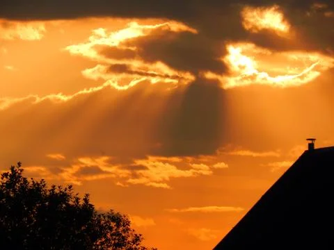 Beautiful sunset in the sky Stock Photos