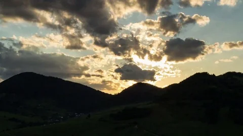 Beautiful Sunset Sky Time Lapse. Moving Clouds and Sundown. Stock Footage 69116451