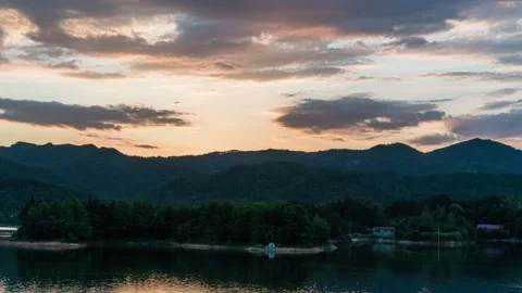 Beautiful Sunset Sky Transition with Glowing Orange Clouds Time-lapse Stock Footage 326706297