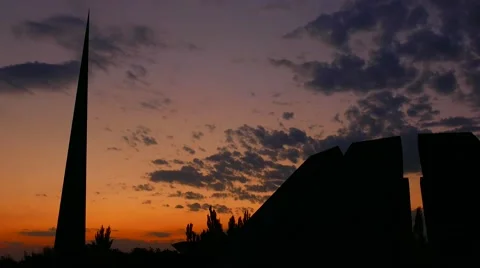 Beautiful Sunset with Statue Being Lit Up Stock-Footage 56343711
