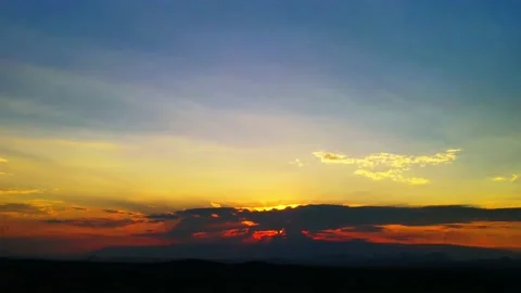 Beautiful Sunset, Sun behind clouds - HYPERLAPSE Stock Footage 148190449