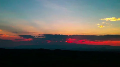 Beautiful Sunset, Sun behind clouds - HYPERLAPSE Stock Footage 148190453