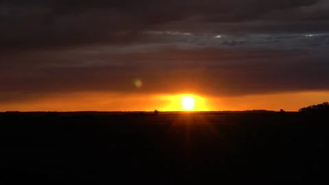 Beautiful Sunset Sun Cirrus Clouds in Colorful Sky, Time Lapse, Slow Motion Stock Footage 270718780