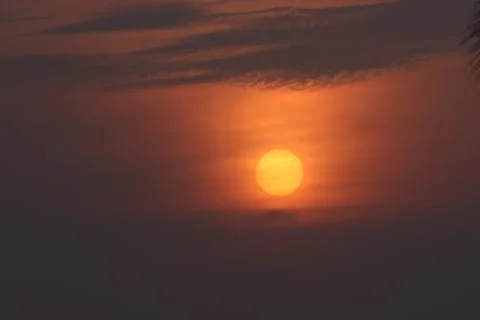 A beautiful sunset with sun Stock Photos