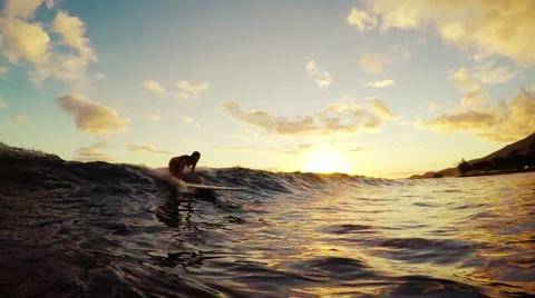 Beautiful Sunset Surfing Stock Footage 52716886