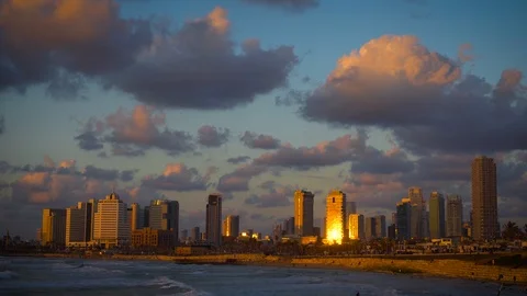 Beautiful sunset in tel Aviv Stock Footage 107744684