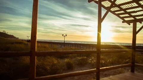 Beautiful sunset on the terrace Stock Footage 67463900