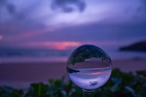 Beautiful Sunset Through Crystal Sphere Stock Photos