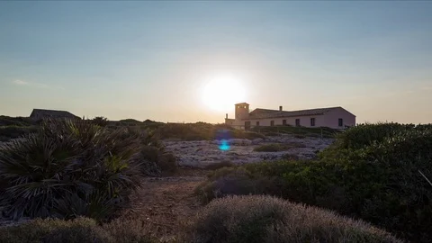 Beautiful sunset time lapse with an observation control tower in the foreground Video stock 94037293