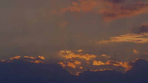 Beautiful sunset time-lapse, Red sky clouds background Stock Footage 42050825