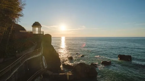 Beautiful sunset time lapse of sea shore with rocks, located in Tsikhisdziri 库存影片 155155107