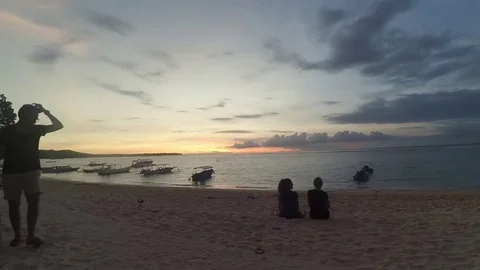 Beautiful sunset timelapse with clouds on a beach in indonesia Stock Footage 74426024
